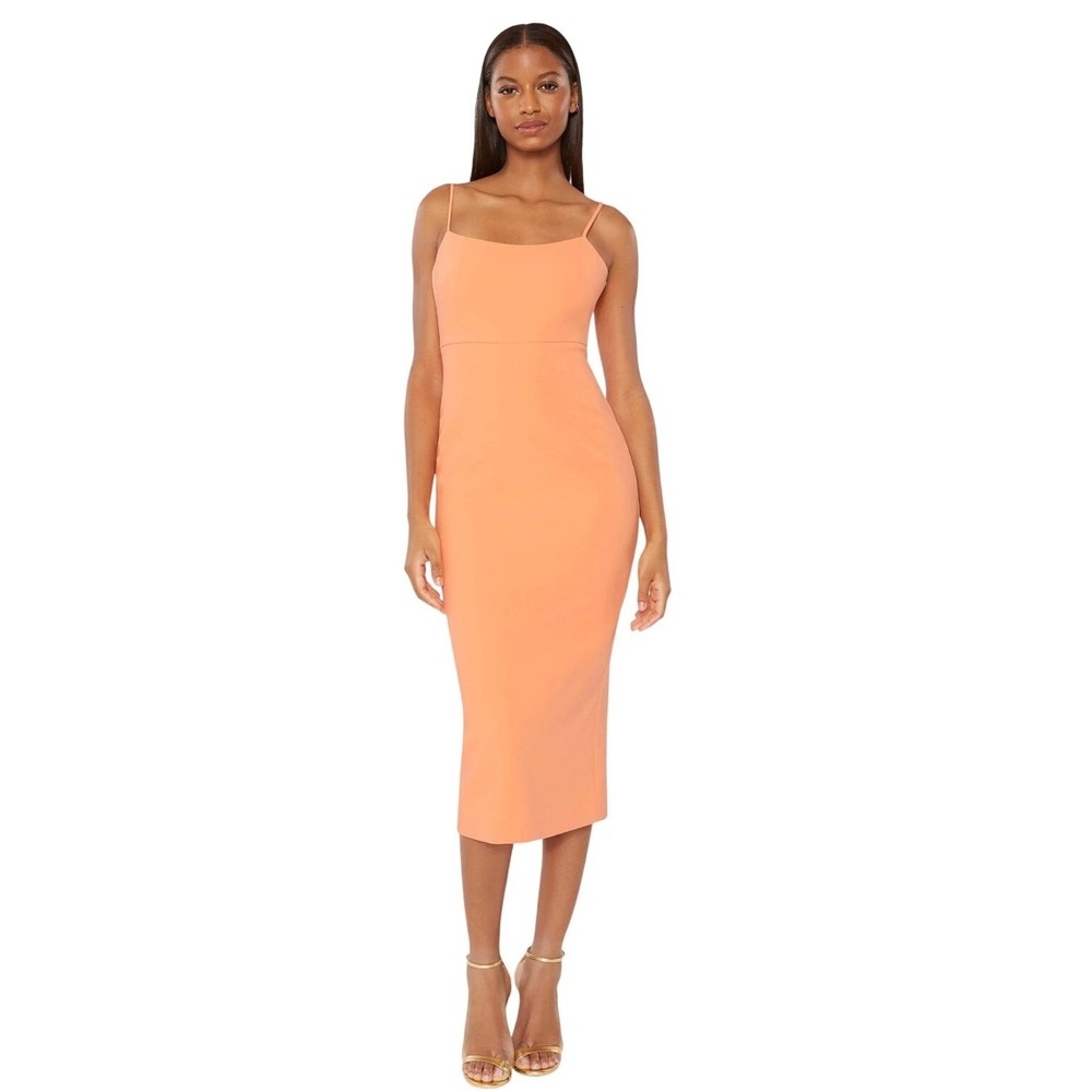 LIKELY‎ Dune Dress Orange Midi Sheath Square Neck Women's Size 6 NEW